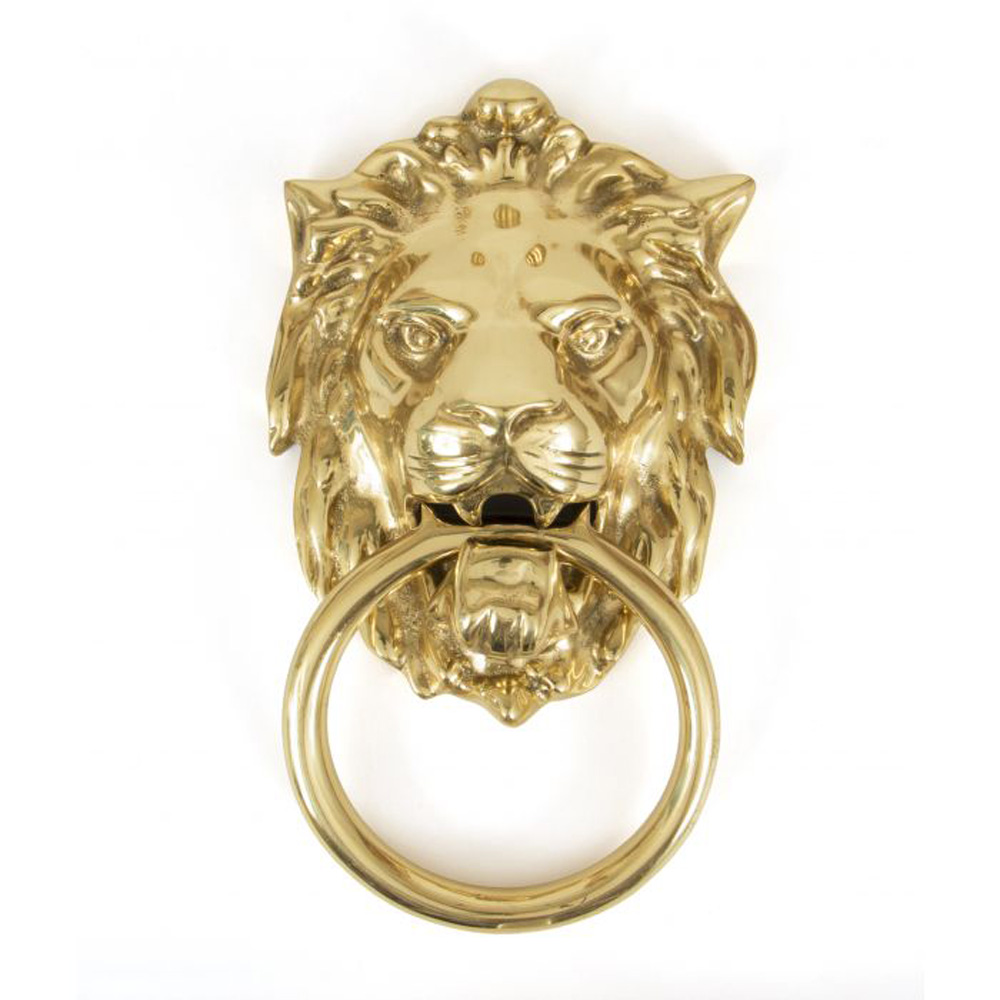 From the Anvil Lion Head Door Knocker - Polished Brass